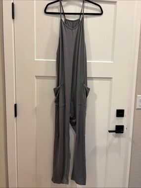 Gray Strappy Wide-Leg Jumpsuit